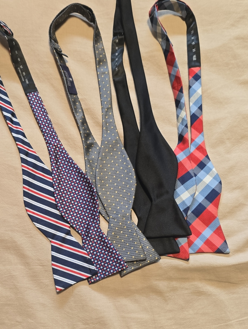 Mens Self-Tie Bow Tie - Navy, Red, Black, Gray Plaid & Pattern Pack
